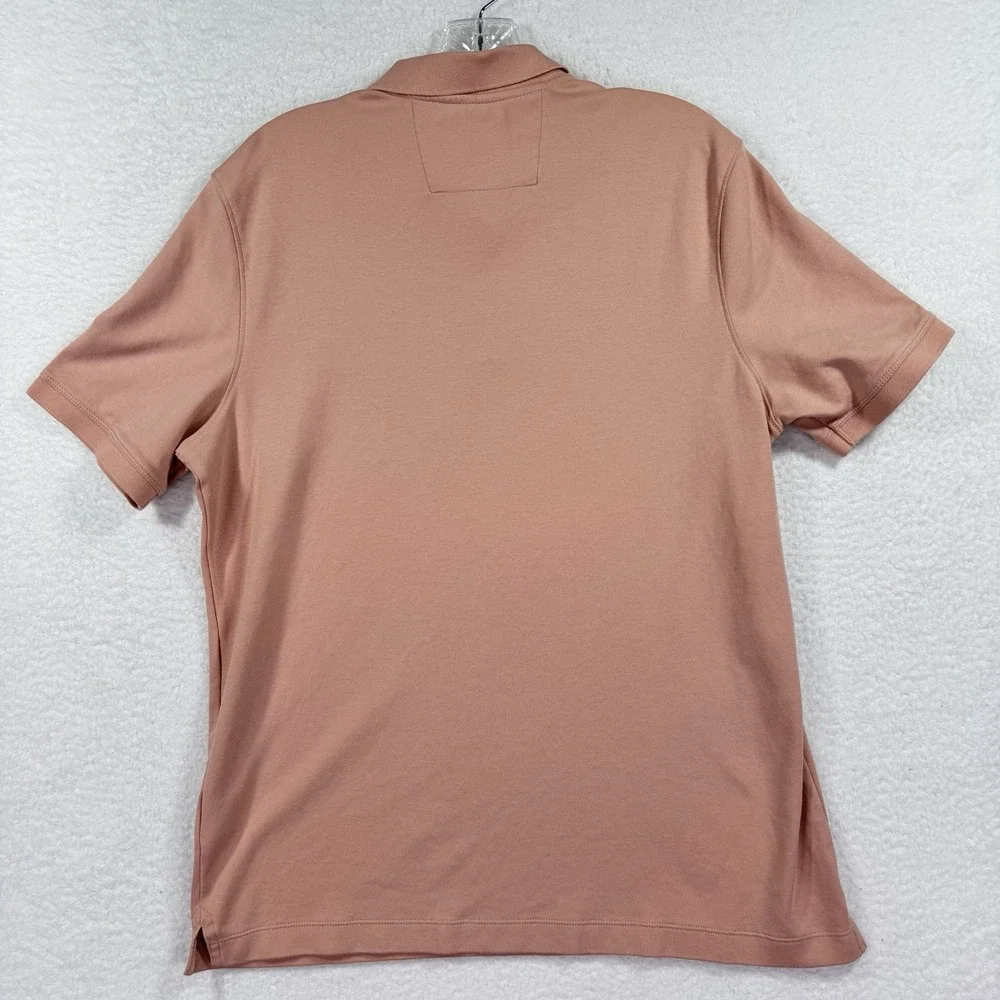 Banana Republic Dress Polo Shirt Mens Large Peach Pink Short Sleeve Casual‎